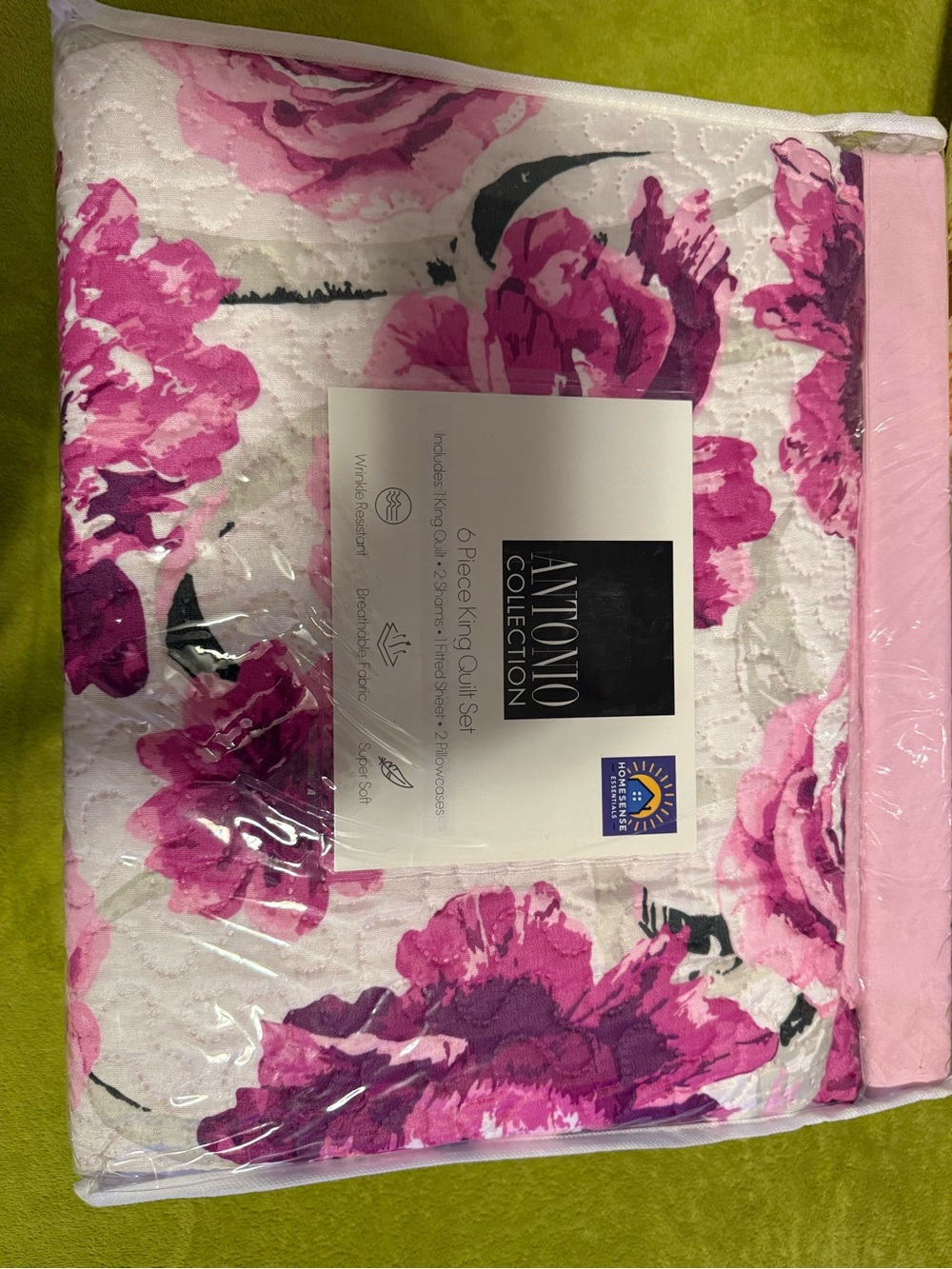Pink Floral Quilt Set - 6 Piece Home Bedding